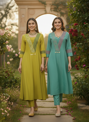 Elegant A-Line Kurta Set for Festive Wear