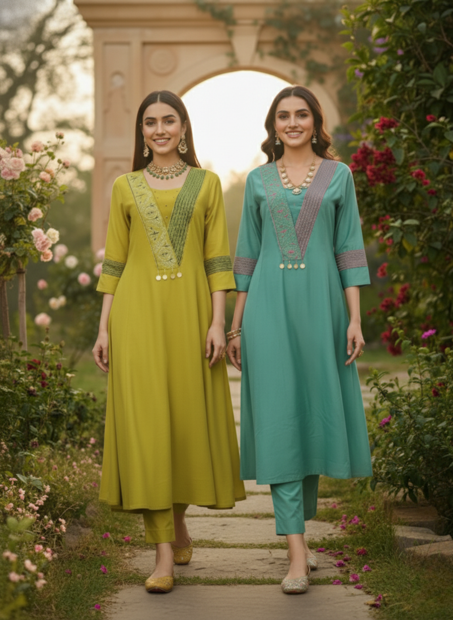Elegant A-Line Kurta Set for Festive Wear