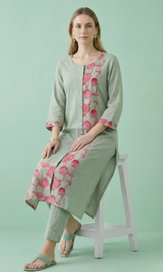 Pink Printed Kurta Set for Women