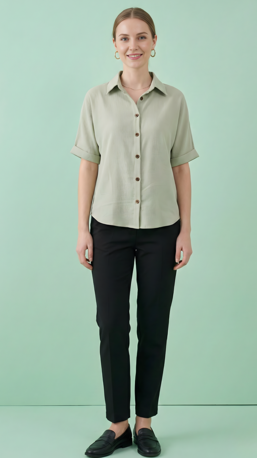 Aaronee sage green loose fit women’s top