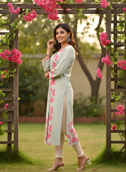 Pink Printed Kurta for Women