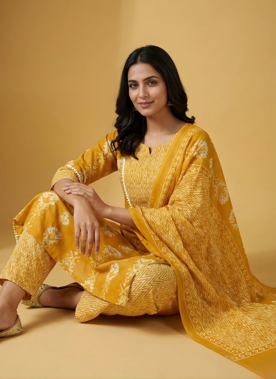 Aaronee printed cotton dupatta with kurta