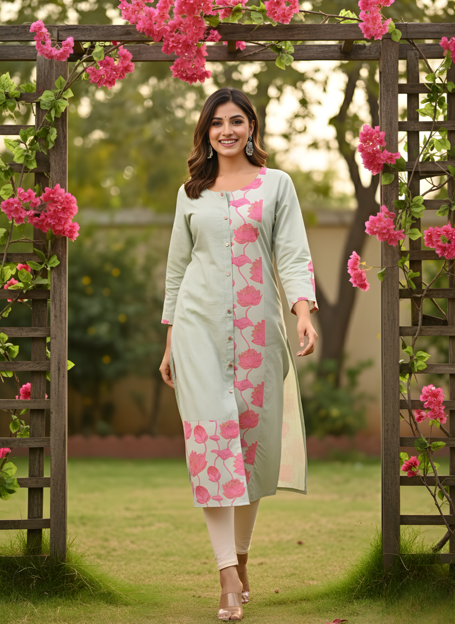 Pink Printed Kurta for Women
