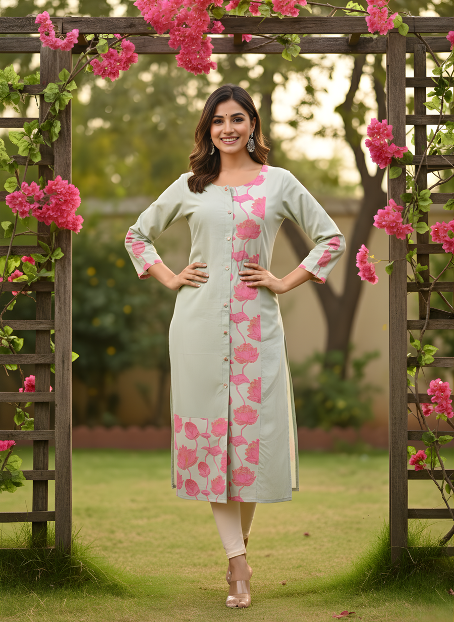 Pink Printed Kurta for Women