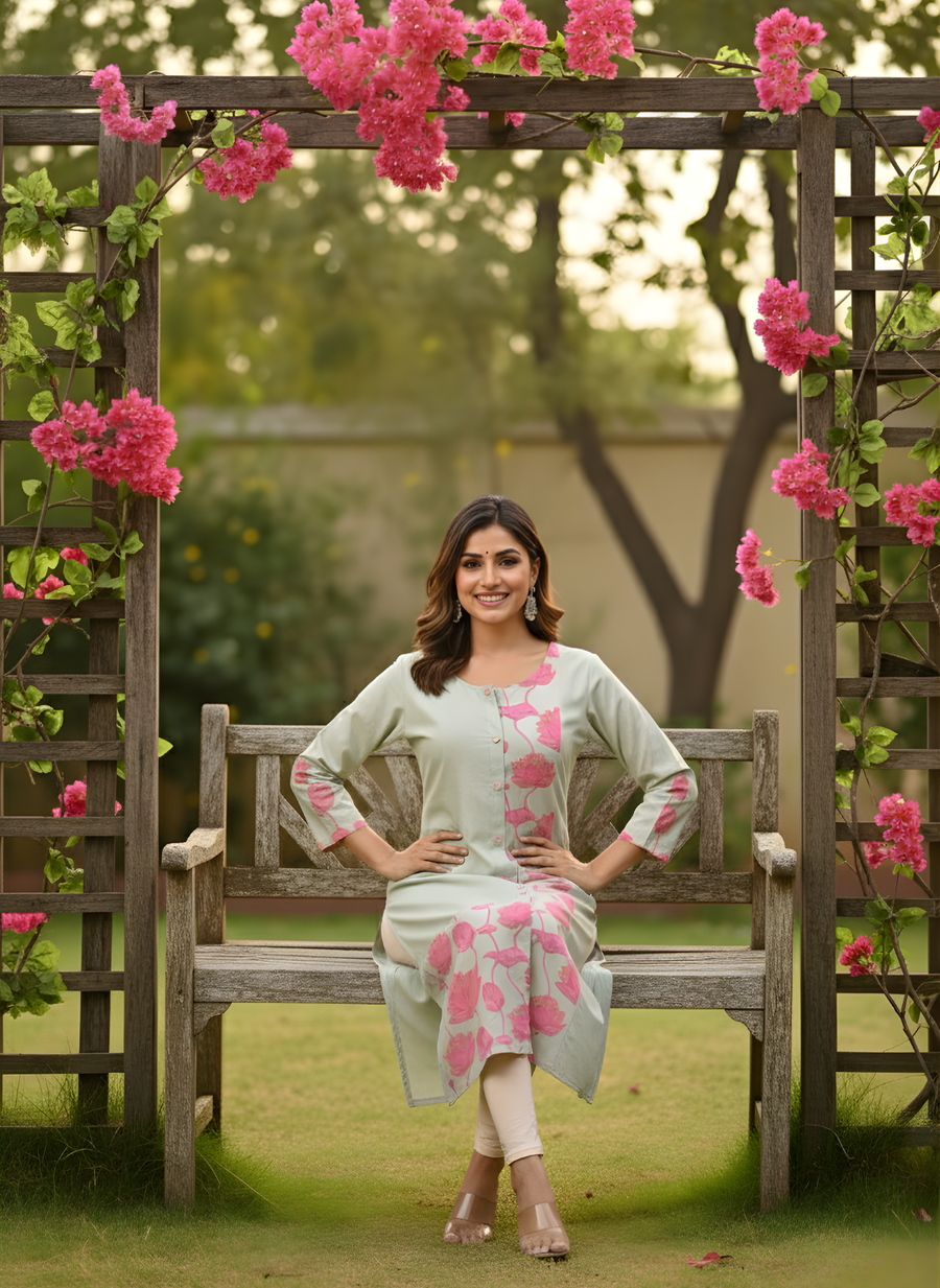 Pink Printed Kurta for Women