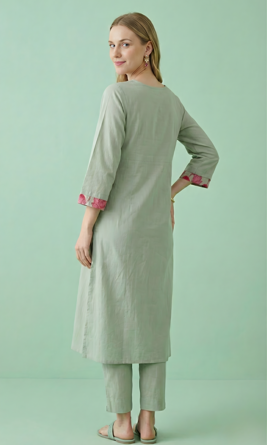 Pink Printed Kurta Set for Women
