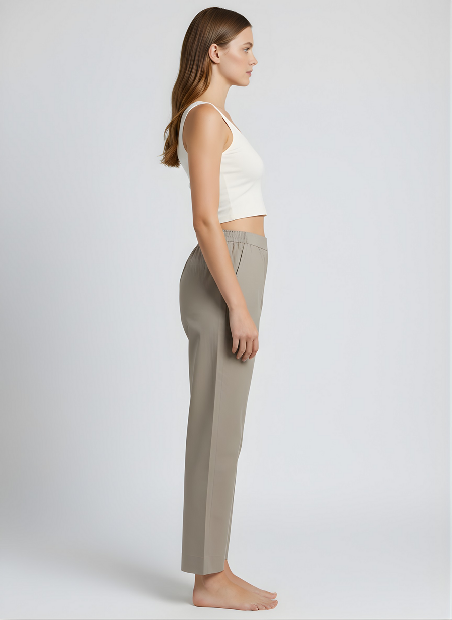 Aaronee Pure Cotton Straight Fit Pant for Women – Soft Elastic Waist Casual Wear