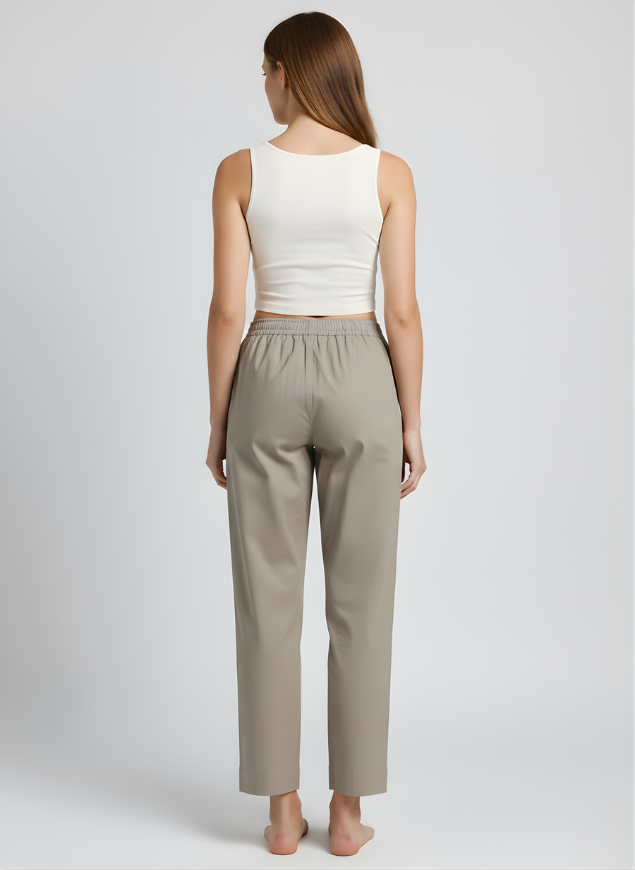 Aaronee Pure Cotton Straight Fit Pant for Women – Soft Elastic Waist Casual Wear