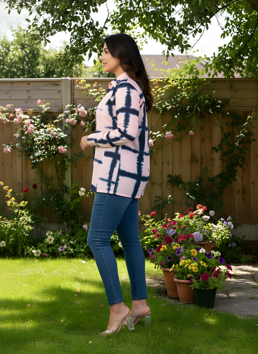 Peach Tye and Dye Indo-Western Style Shirts for Women