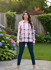 Pink Tye and Dye Shirts for Women in Indo-Western Style