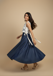 Aaronee Denim Inner Dress with Pure Cotton Printed Top for Women – Modern Western Wear