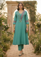 Teal Green Roman Silk Kurta Set – Elegant Festive Wear with Embroidered Detail by Aaronee