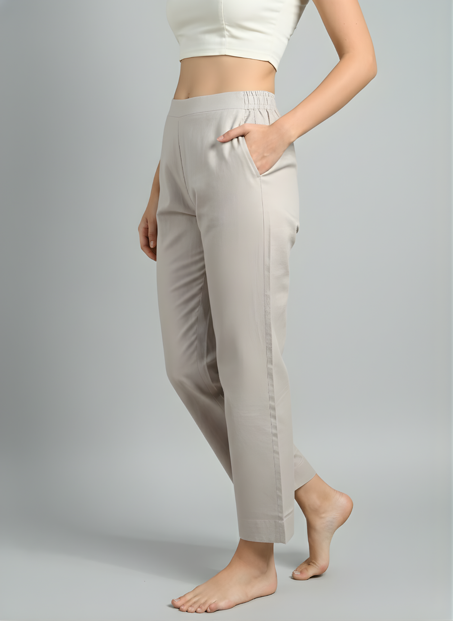 Aaronee elastic waist cotton pant detail