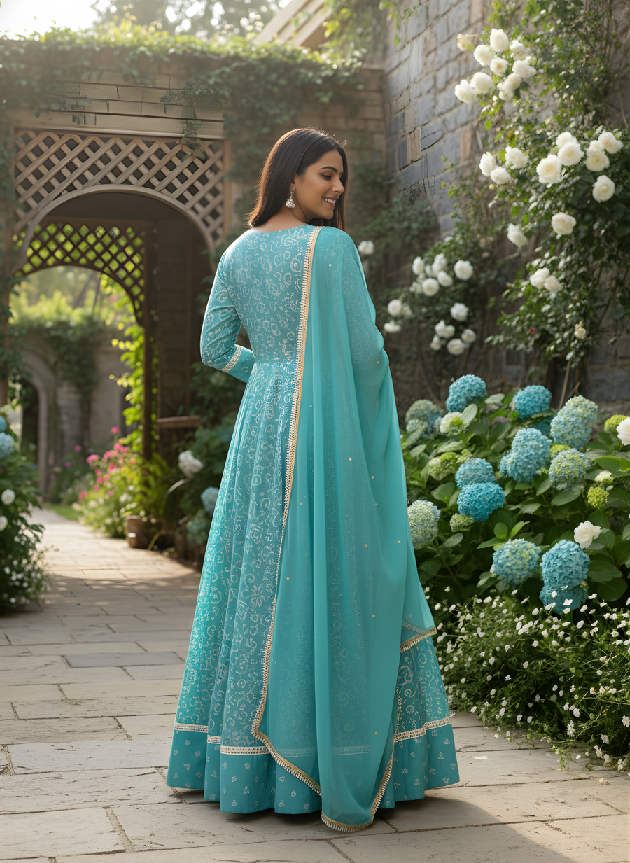 Printed Latest Trends Long Dress with Dupatta Set