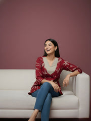 Aaronee abstract print cotton top for women