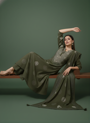 Aaronee elegant olive green kurta with dupatta