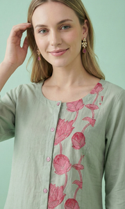 Pink Printed Kurta Set for Women