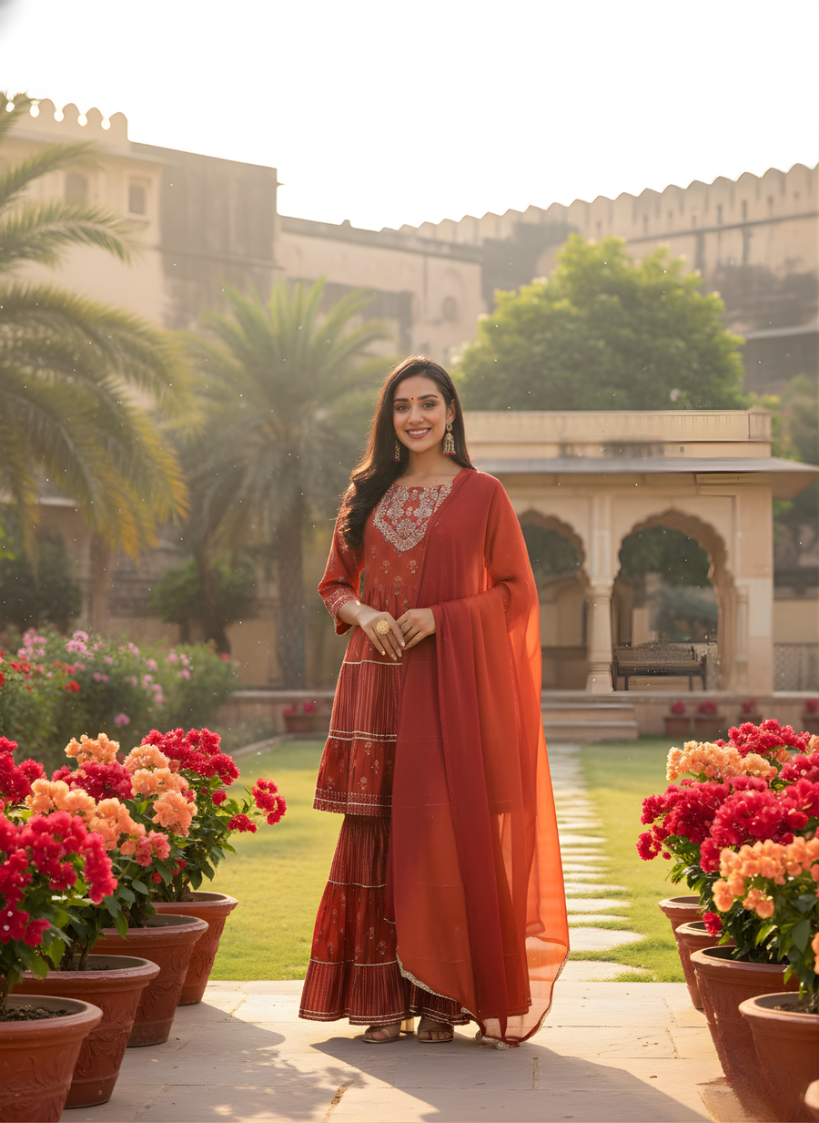 Ethnic Elegance Sharara Set for Women with Dupatta