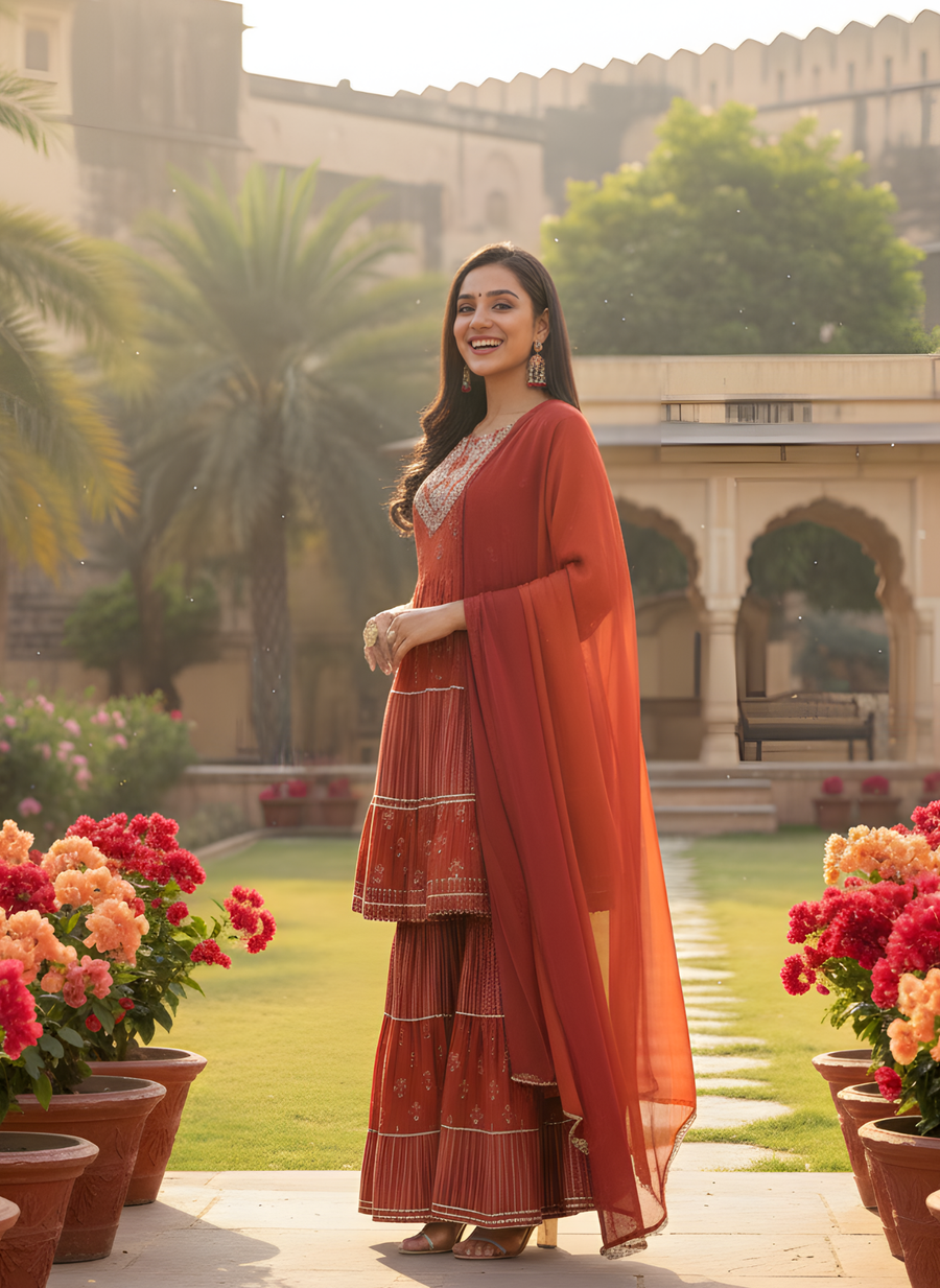 Ethnic Elegance Sharara Set for Women with Dupatta