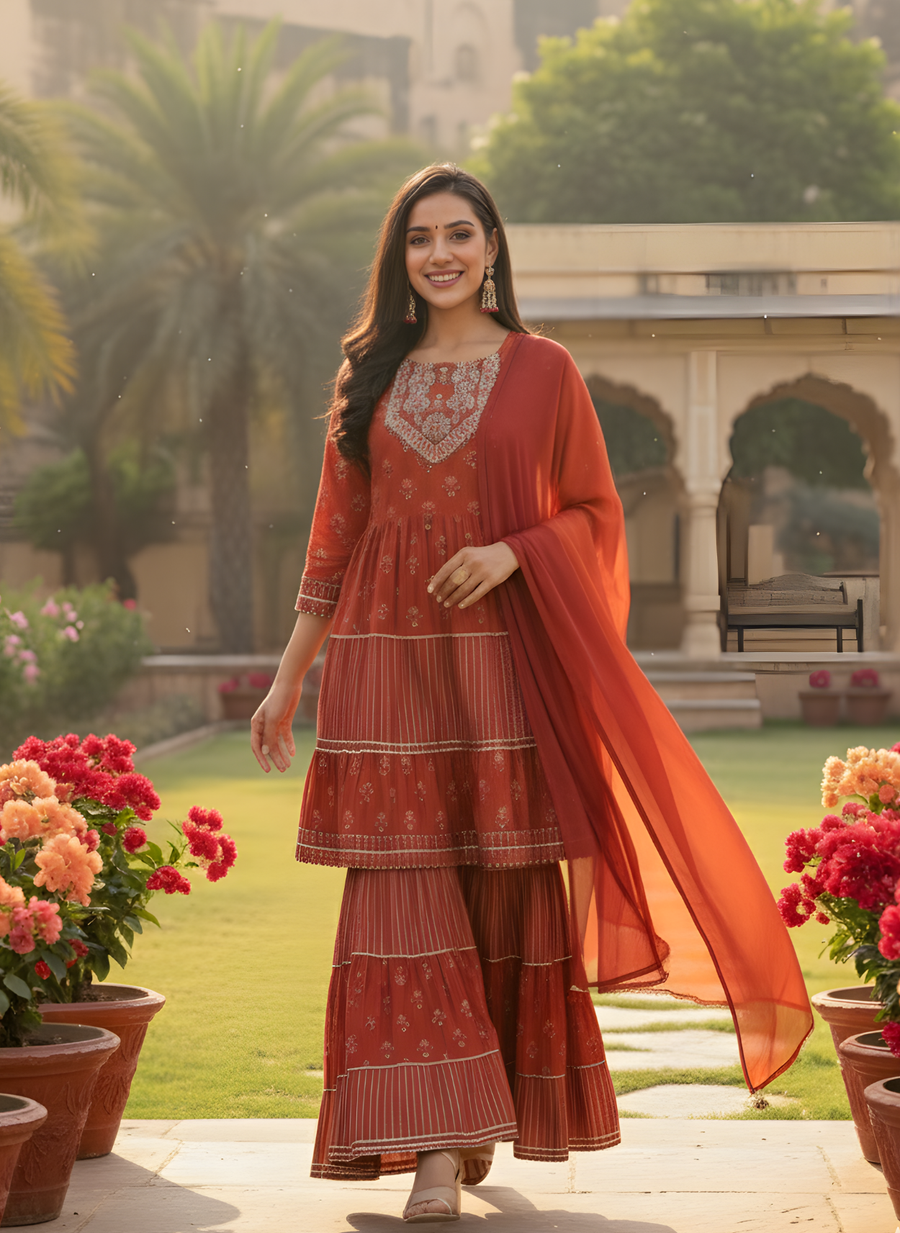 Ethnic Elegance Sharara Set for Women with Dupatta