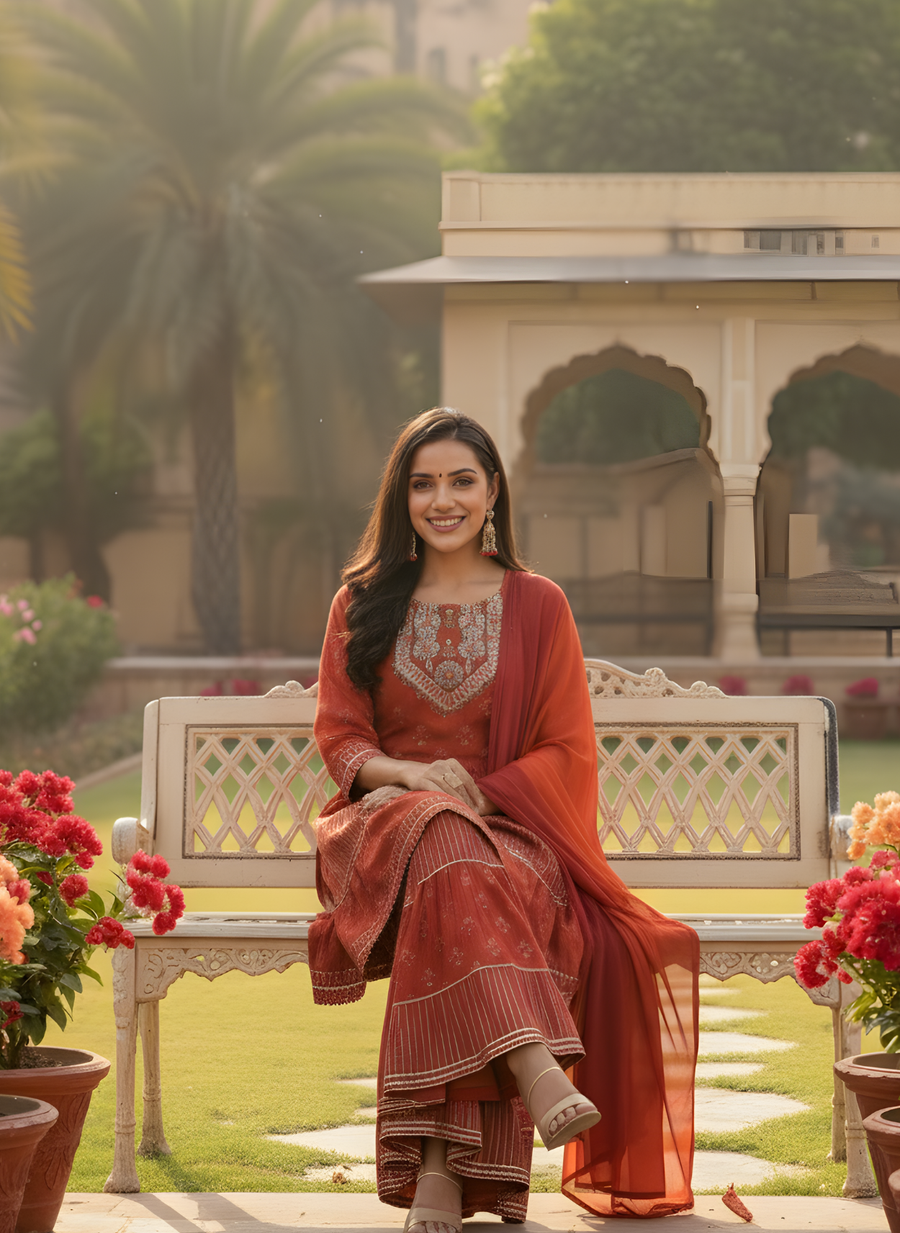 Ethnic Elegance Sharara Set for Women with Dupatta