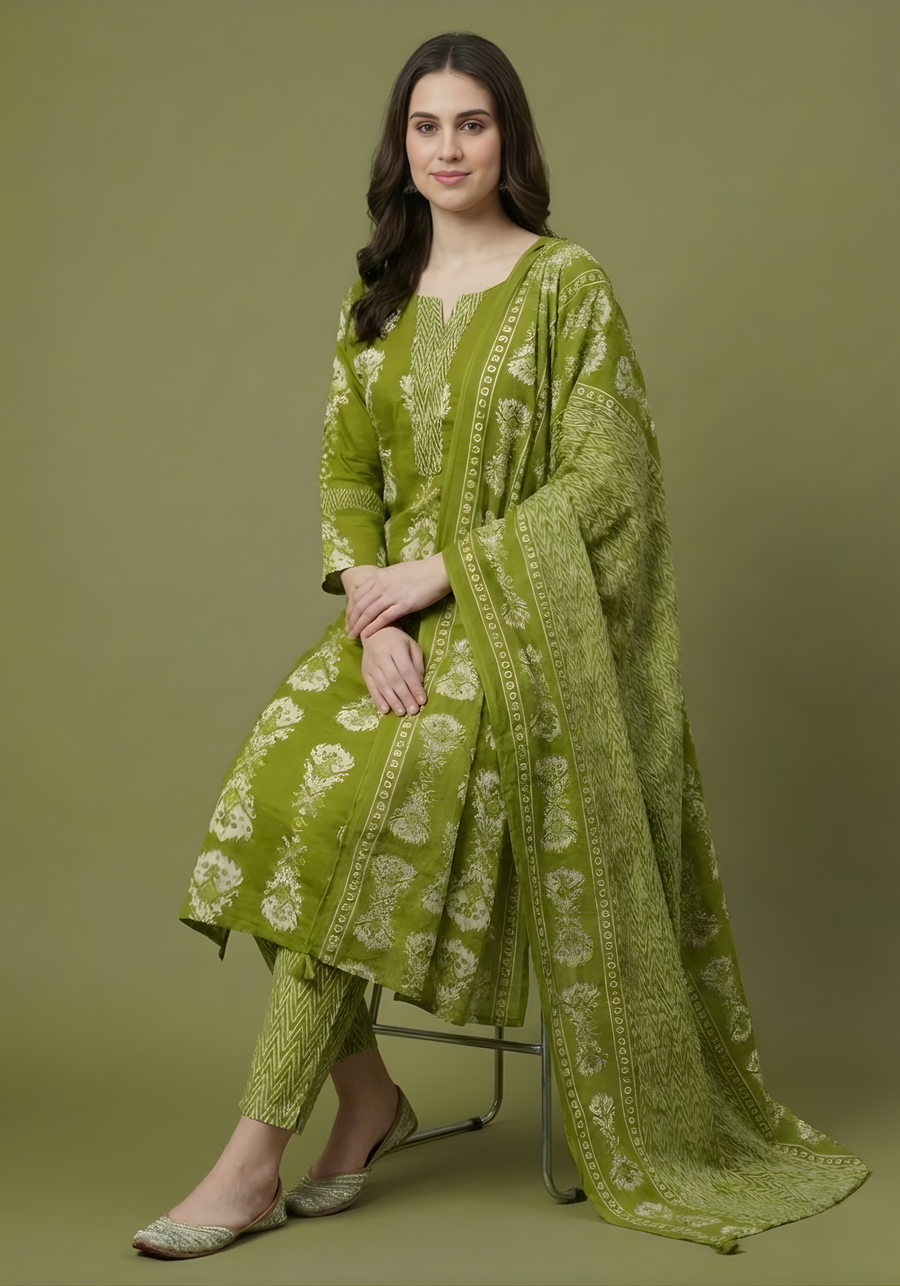 Aaronee traditional cotton kurta dupatta set