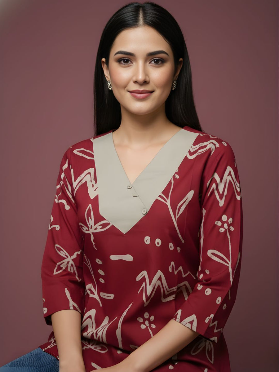 Aaronee stylish V-neck cotton top design