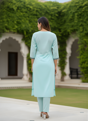 Blue Tready Kurta Set for Women