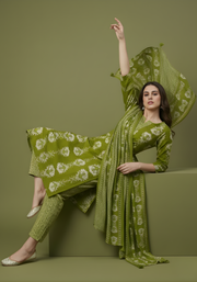 Aaronee green festive cotton suit set