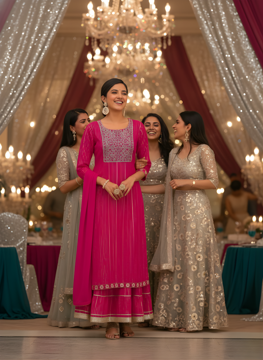 Pink Charm Sharara Set for Women with Dupatta