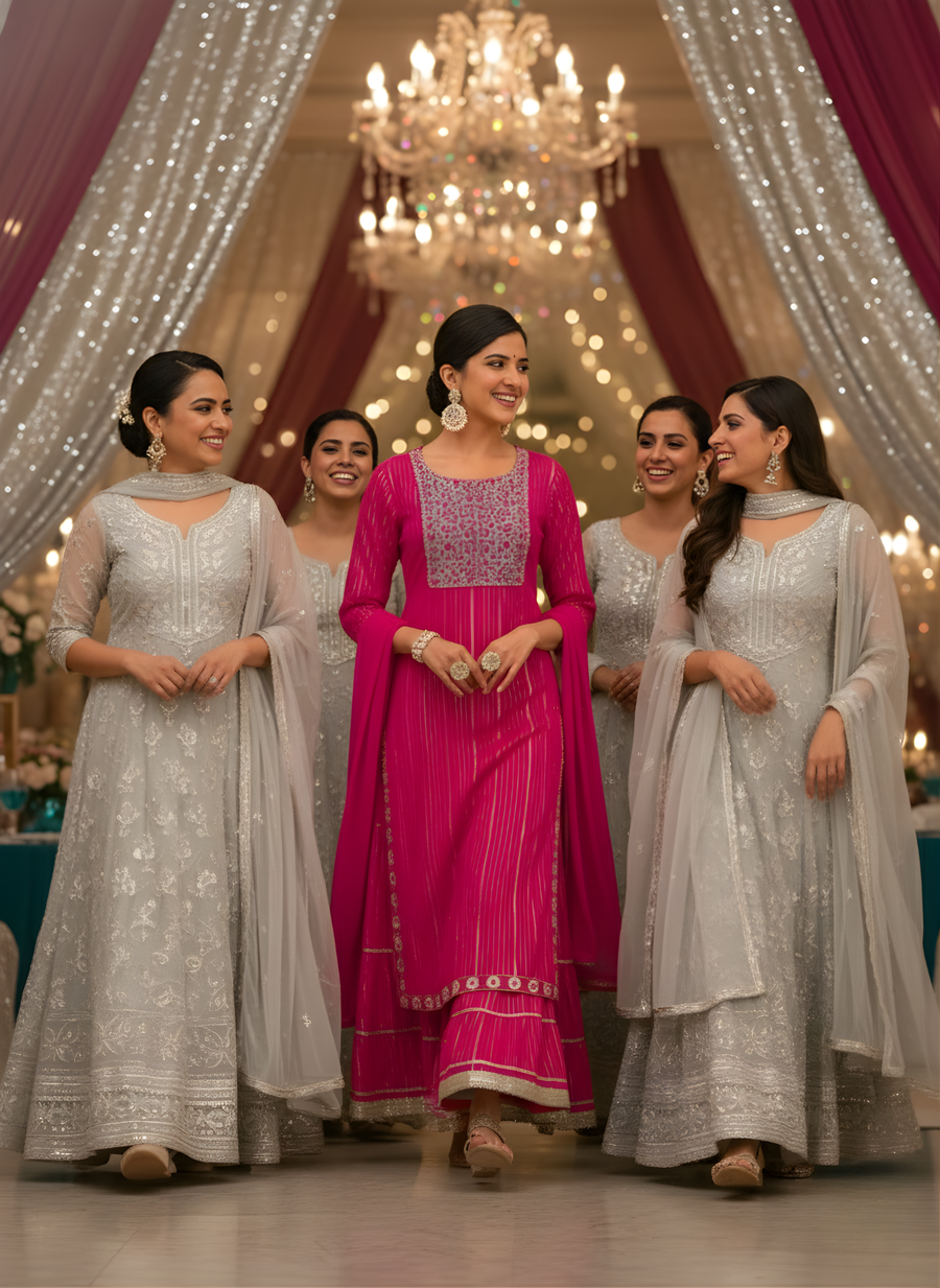 Pink Charm Sharara Set for Women with Dupatta