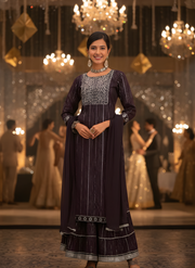 Stylish Wine Sharara Set for Women with Dupatta