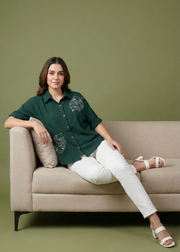 Aaronee relaxed fit embroidered top