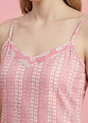 Blush pink cotton kurta set women with kota dupatta