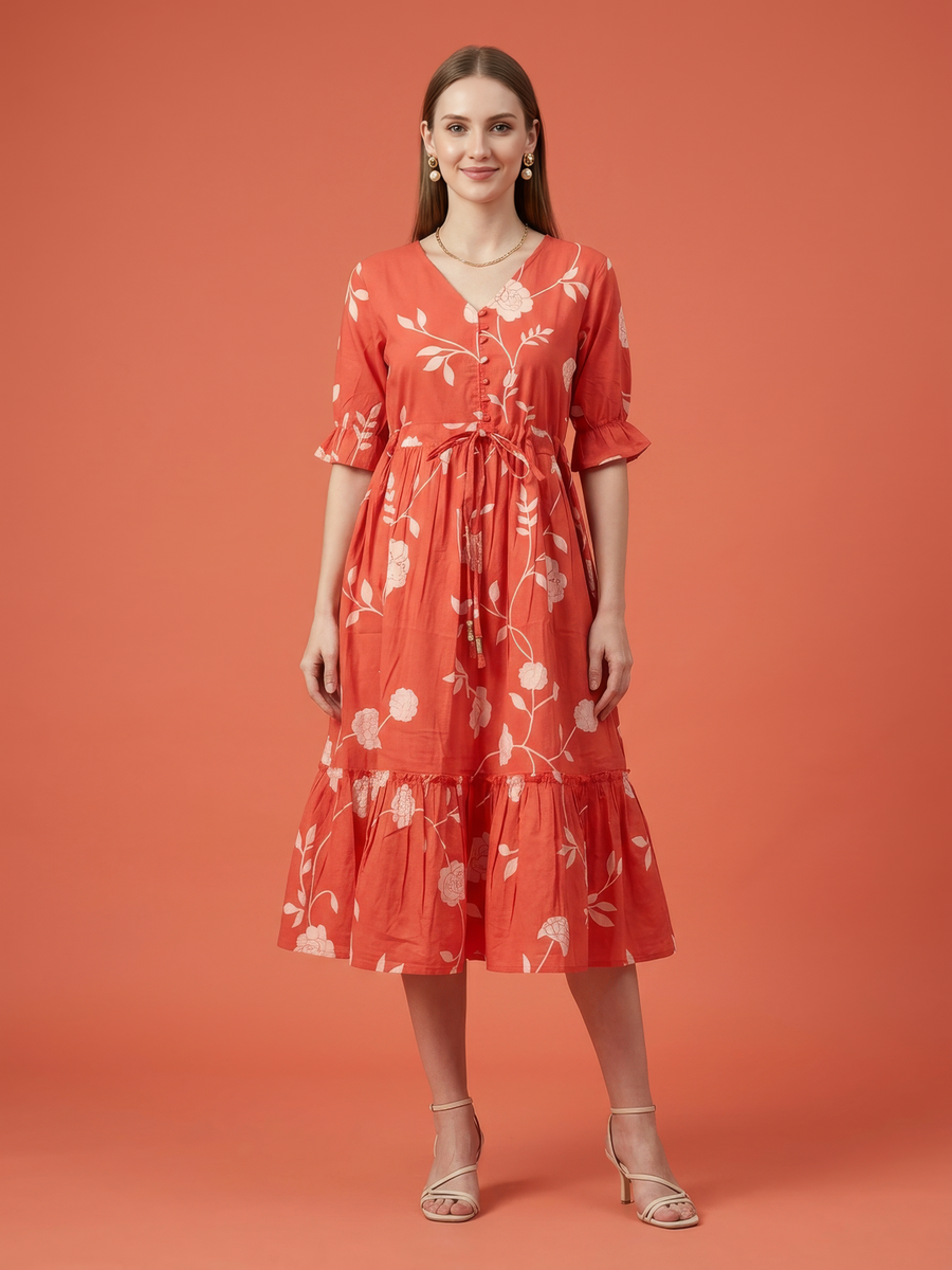 Premium pure cotton floral dress by Aaronee