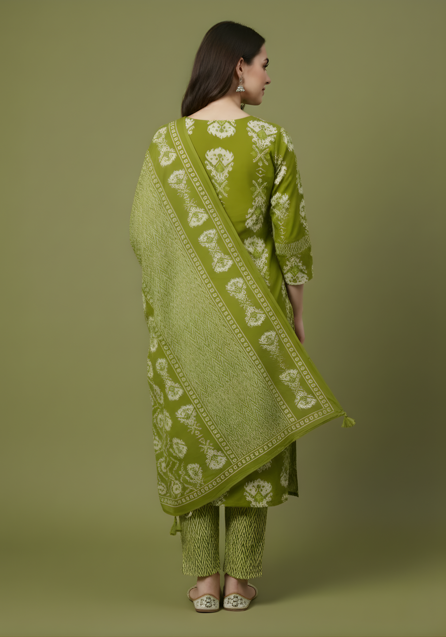 Aaronee designer green cotton ethnic outfit