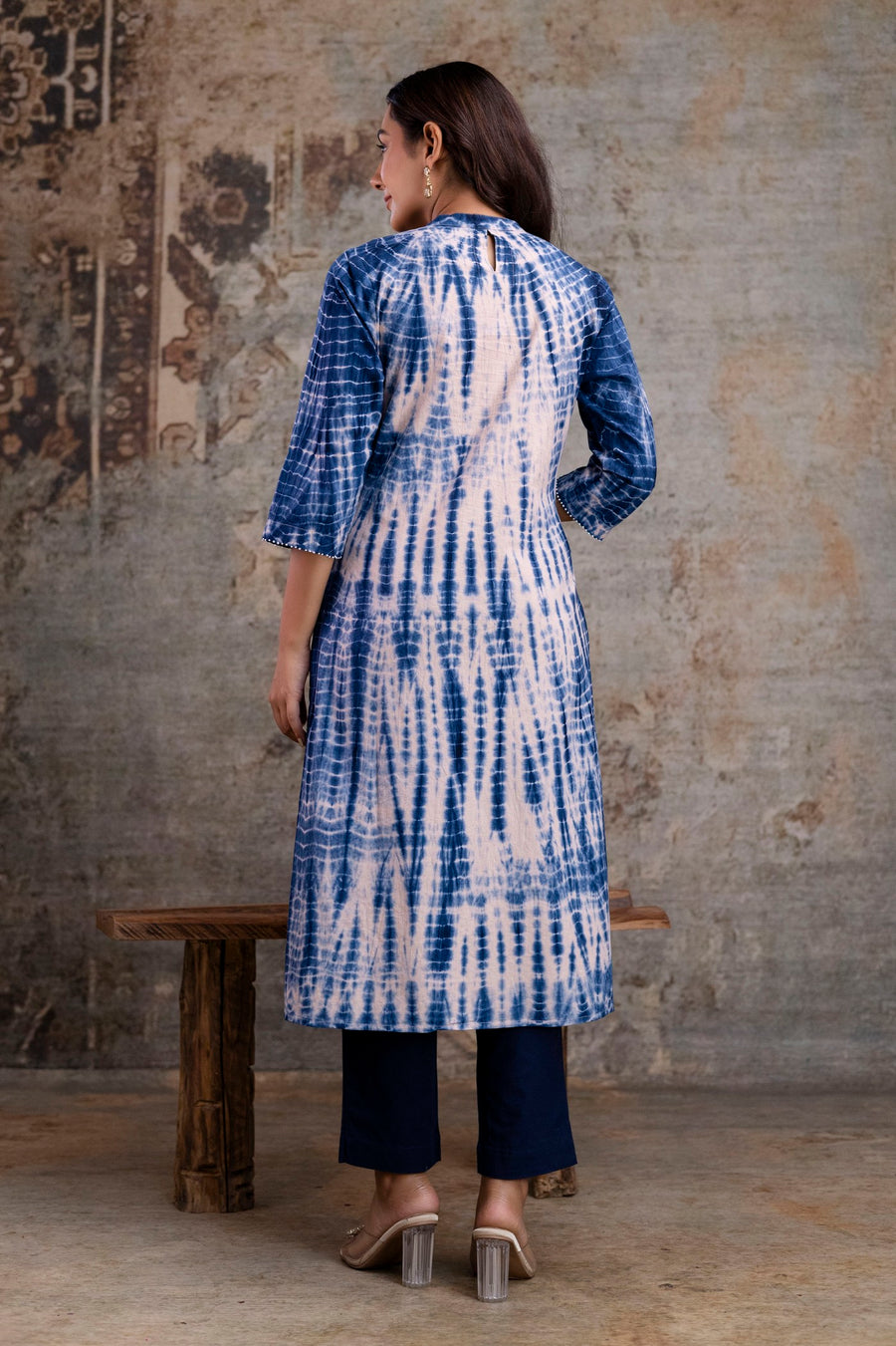 Indigo Tie-Dye Straight Kurta ONLY– Pure Cotton