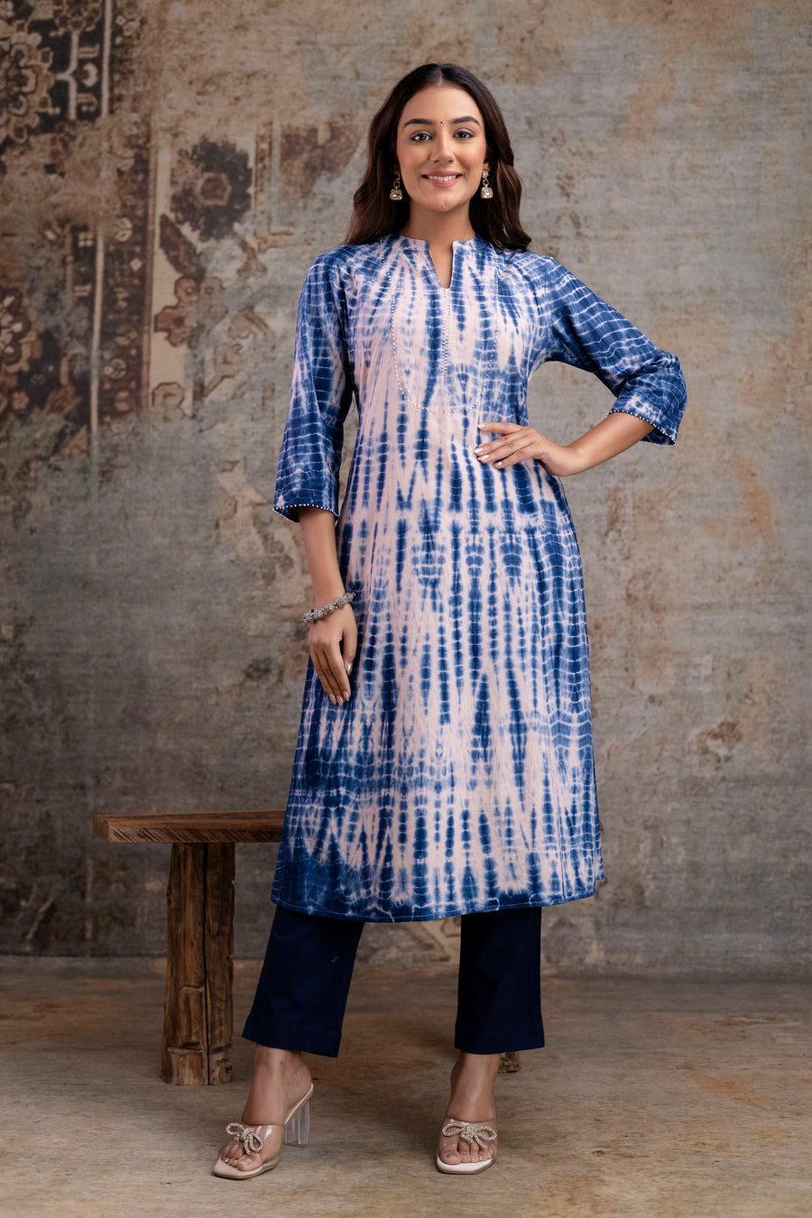 Indigo Tie-Dye Straight Kurta ONLY– Pure Cotton