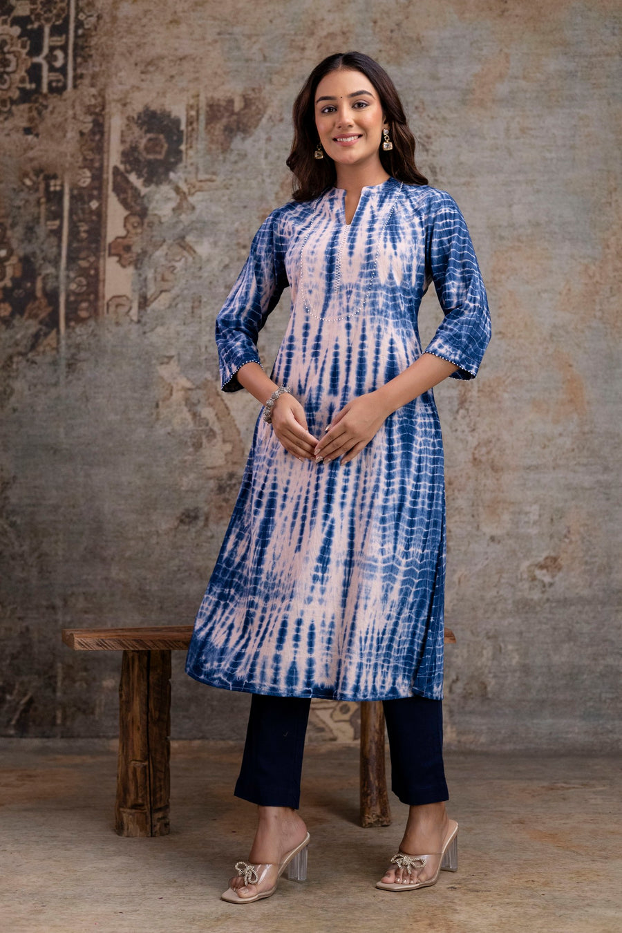 Indigo Tie-Dye Straight Kurta ONLY– Pure Cotton