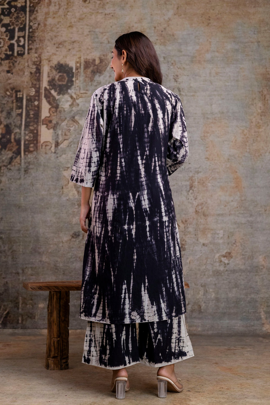 Indigo Tie-Dye Straight Kurti Pant Set – Pure Cotton