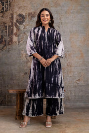 Indigo Tie-Dye Straight Kurti Pant Set – Pure Cotton