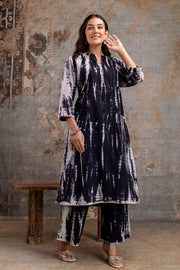 Indigo Tie-Dye Straight Kurti Pant Set – Pure Cotton