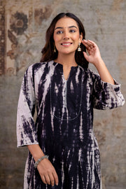 Indigo Tie-Dye Straight Kurti Pant Set – Pure Cotton