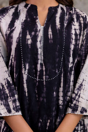 Indigo Tie-Dye Straight Kurti Pant Set – Pure Cotton