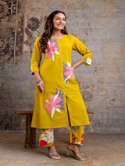 Floral Print Cotton Kurta Set for Office Wear