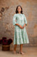 Aaronee Light Green Printed Tiered Pure Cotton Middy Dress for Women