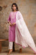 Elegant Pure Cotton Dupatta Set with Embroidered Yoke & Dupatta - Peach/Pink | Aaronee