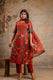 Elegant Rust Red Floral Cotton Dupatta Set for Women | Pure Cotton Suit by Aaronee