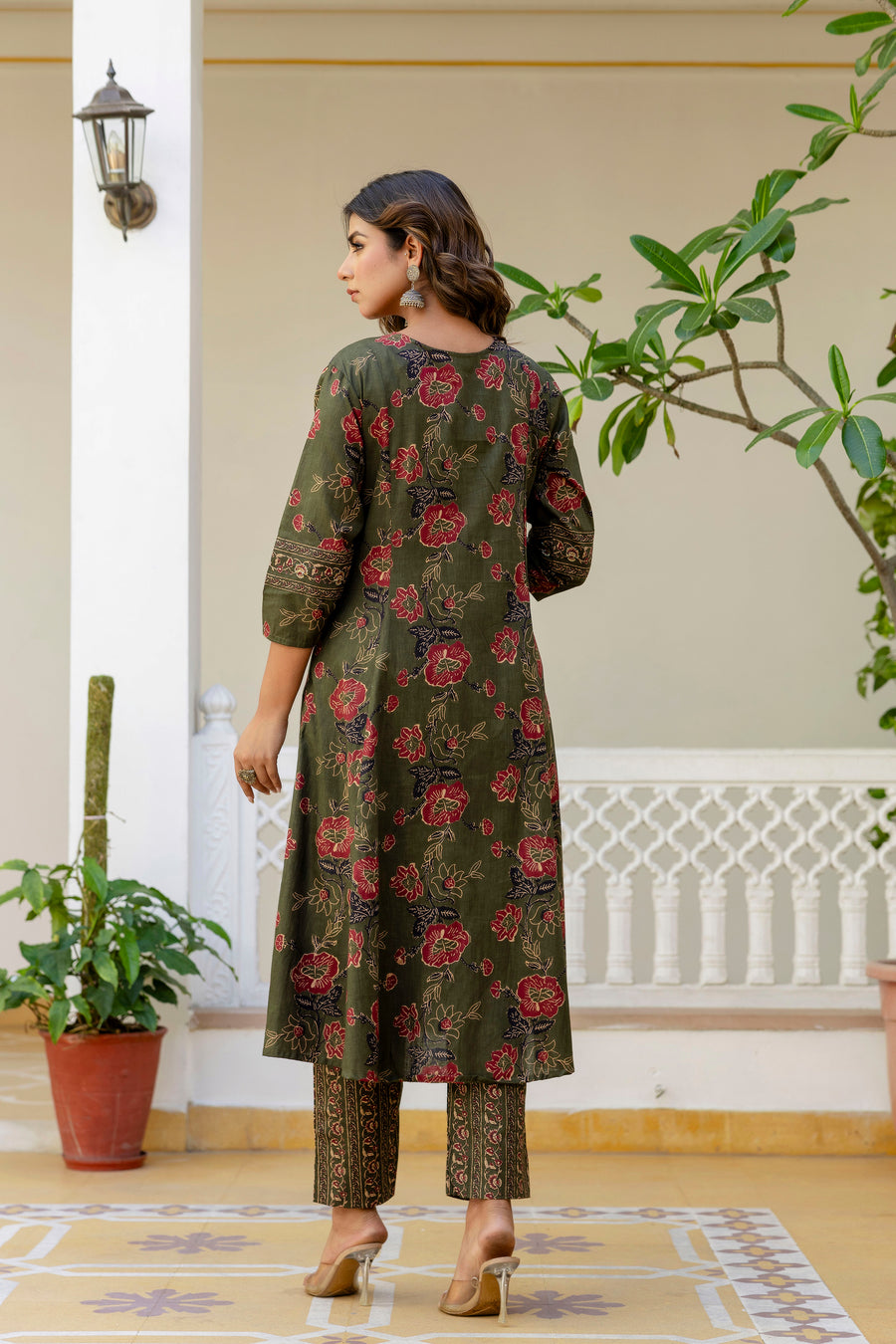 AARONEE Beautiful Cotton Anarkali Kurta Set with Kota Doriya Dupatta for Women