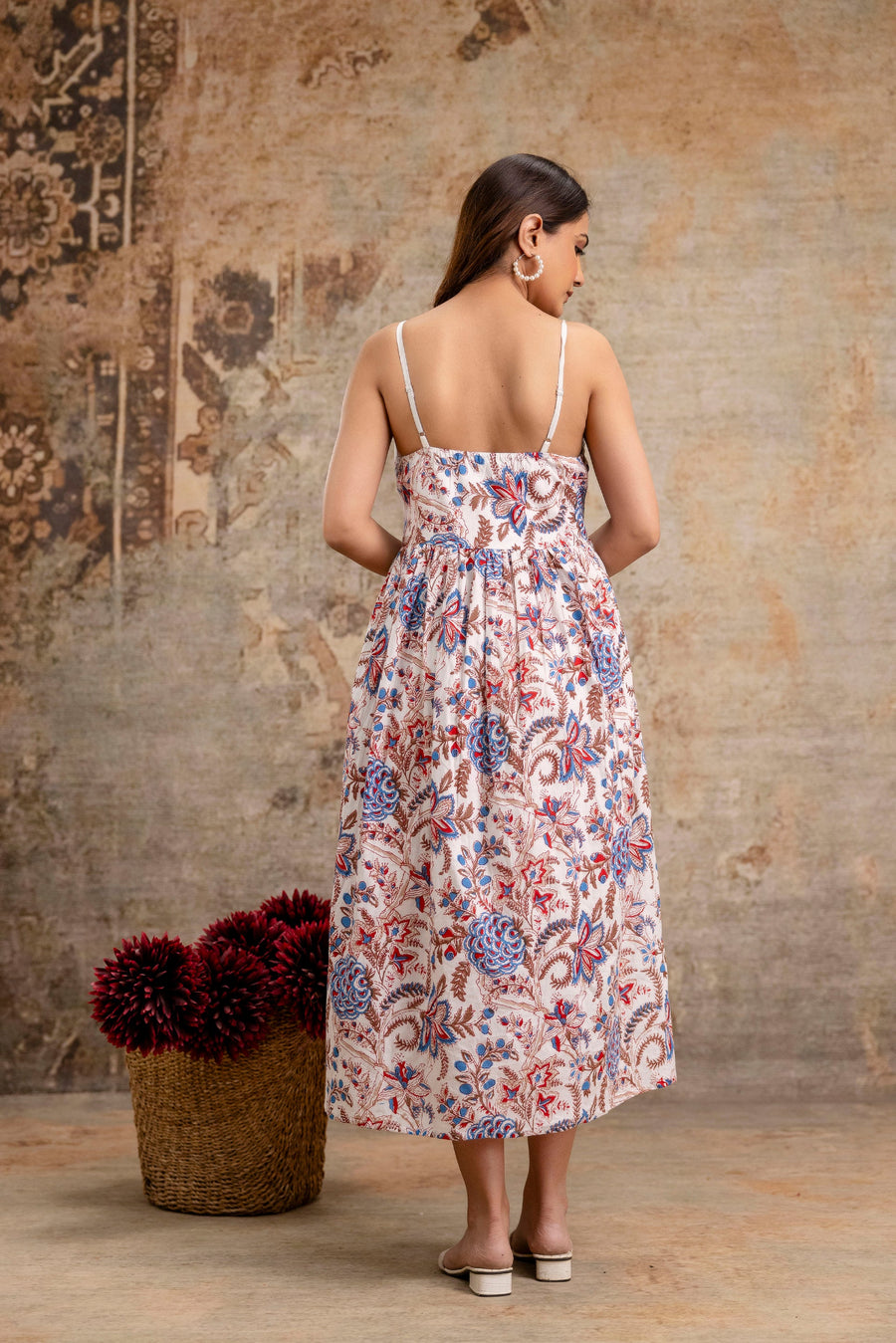 LUXE BLOOM: Elegant Summer Floral Midi Dress for Women